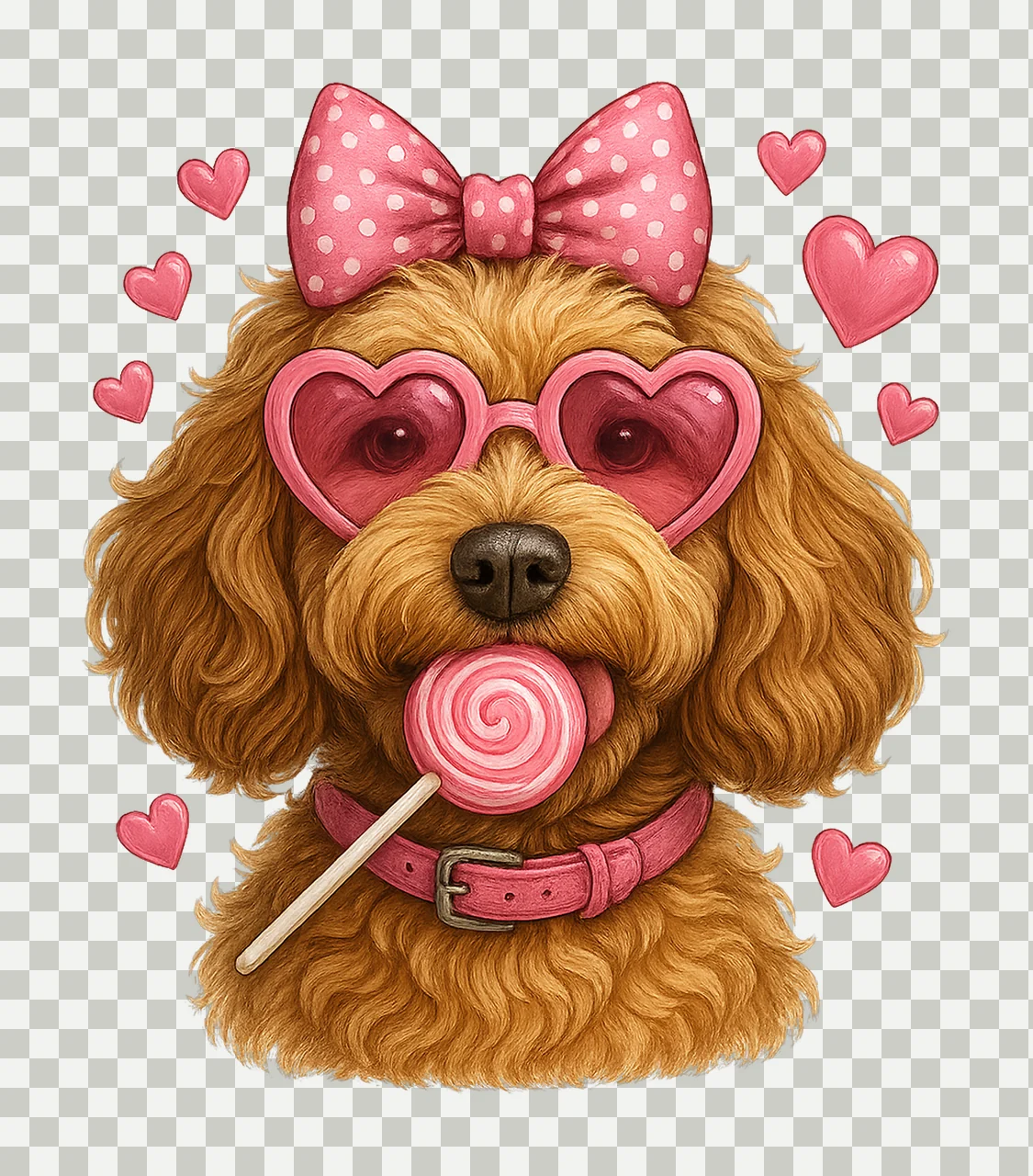 Goldendoodle Coquette Valentines Doodle Mom Design Pink Dog transparency and detail preview thumbnail