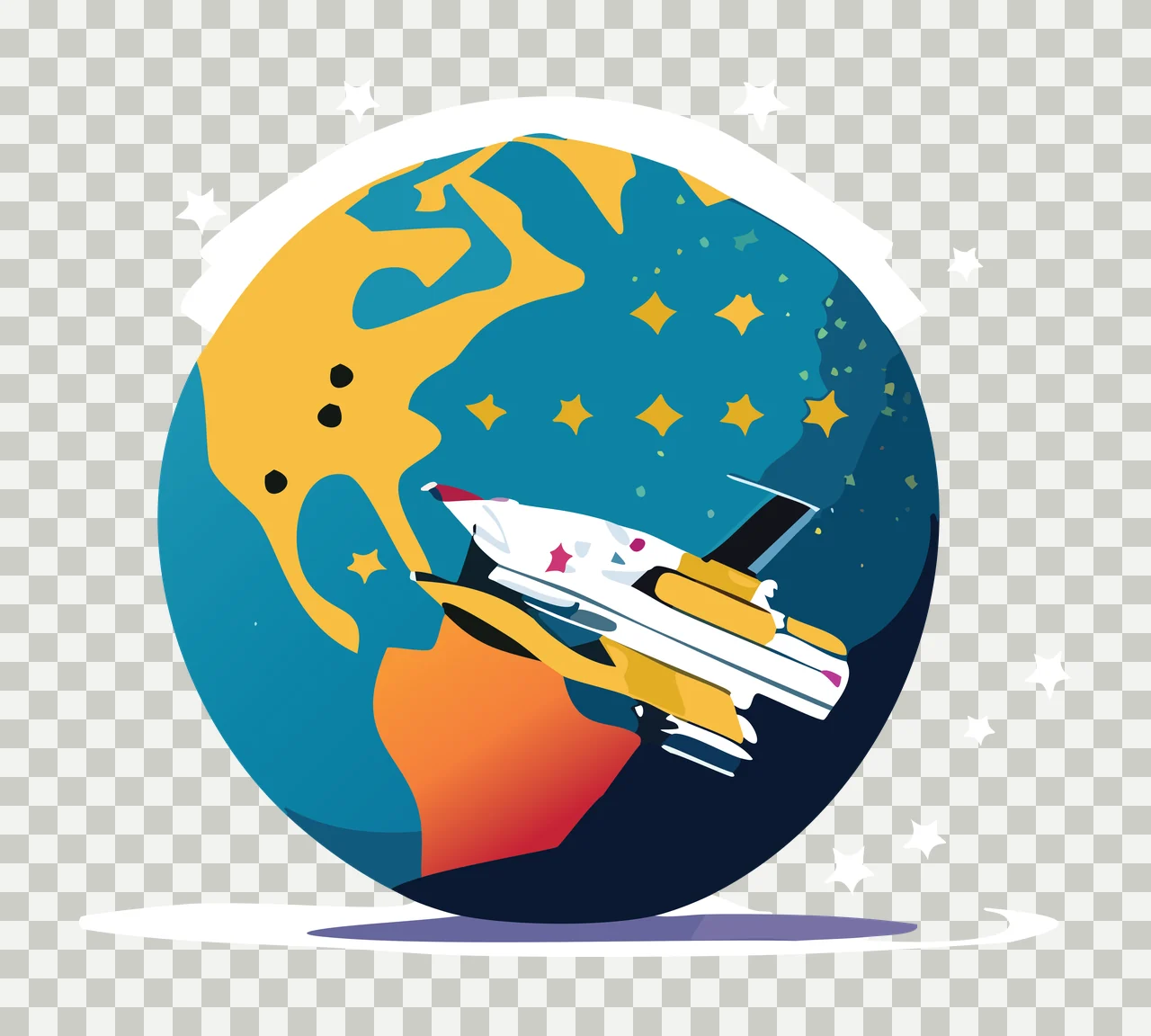 Space Ship Circling Planet Earth orbiting spaceship stars silhouette transparency and detail preview thumbnail