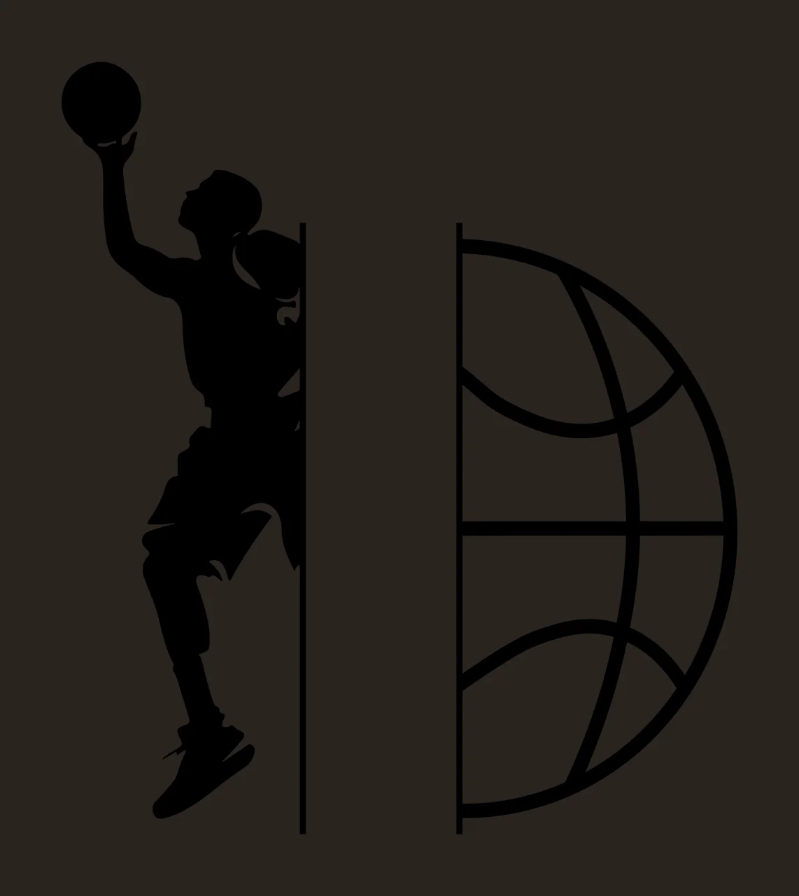 Ball Basketball Player Silhouette Beside A Half Globe shooting contrast preview thumbnail