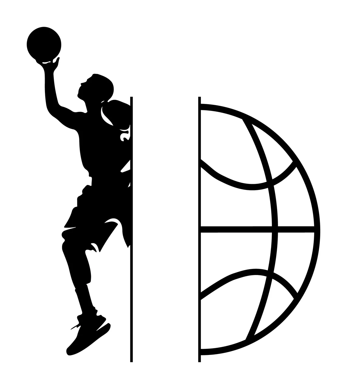 Ball Basketball Player Silhouette Beside A Half Globe shooting