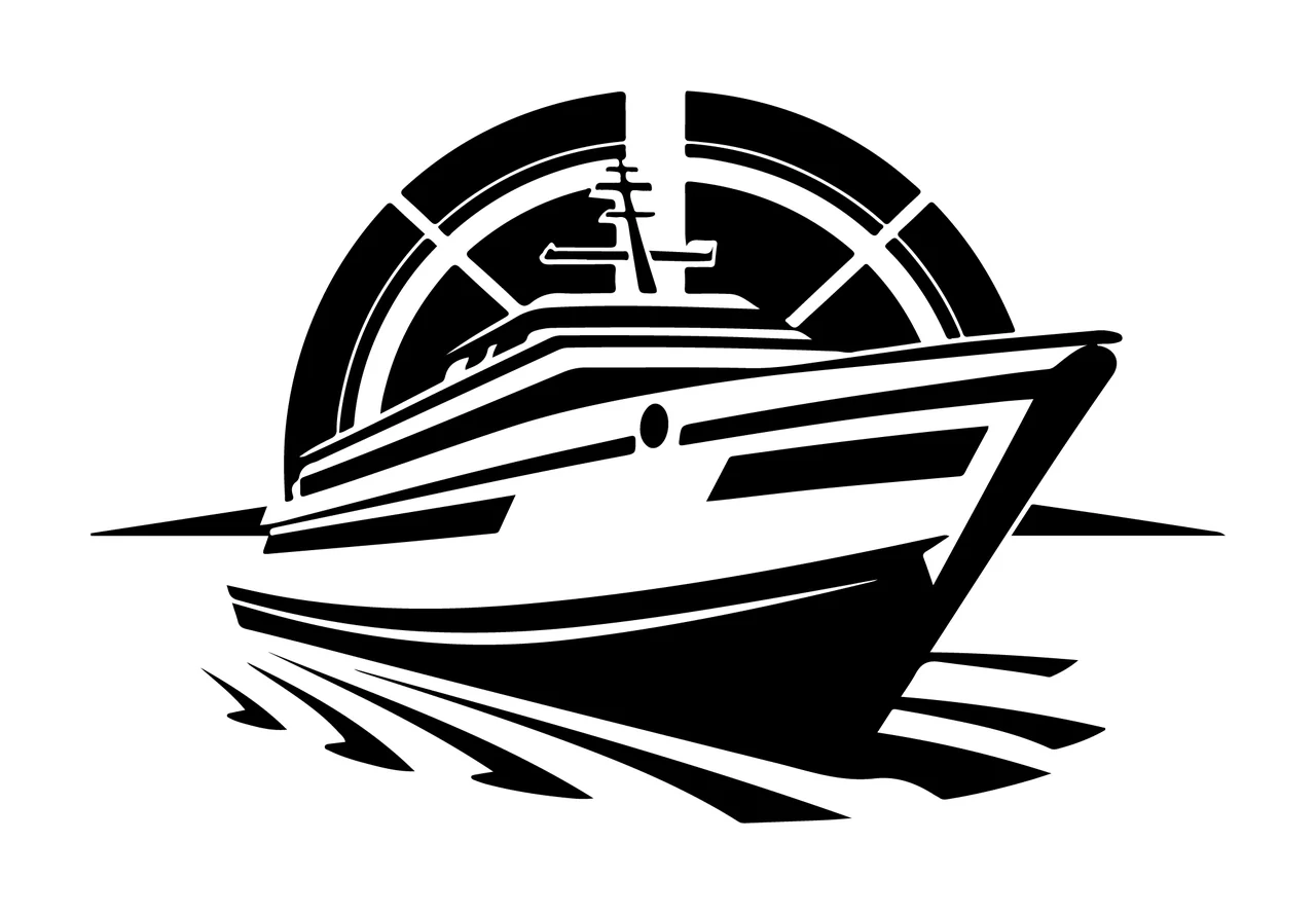 Ship Silhouette With Circular Detail sailing hull deck circle