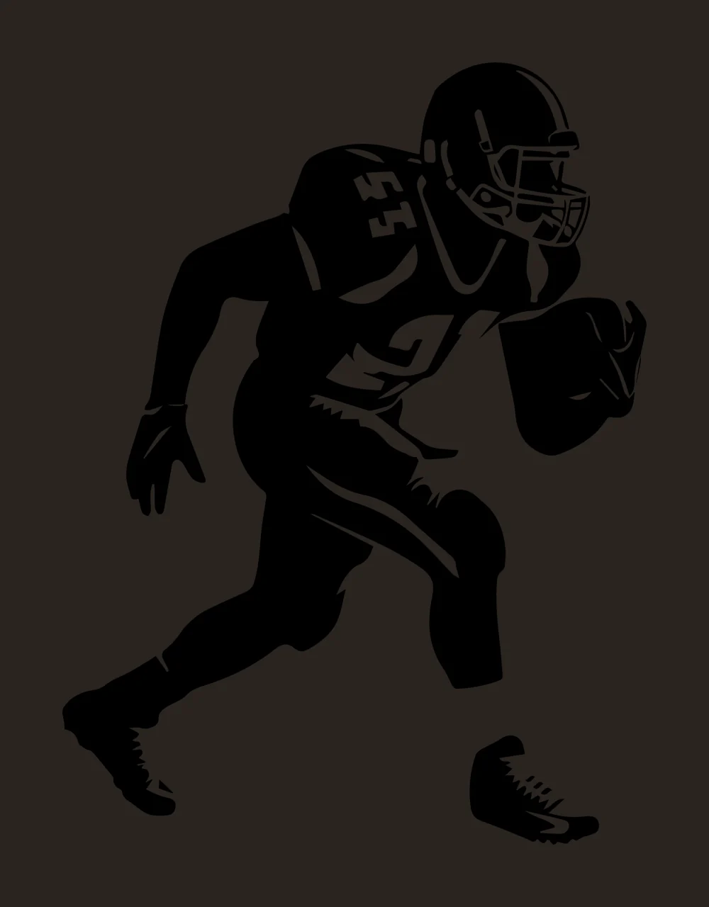 Football Player Running With Ball Silhouette helmet pads black contrast preview thumbnail