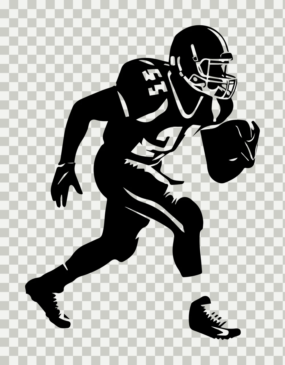 Football Player Running With Ball Silhouette helmet pads black transparency and detail preview thumbnail