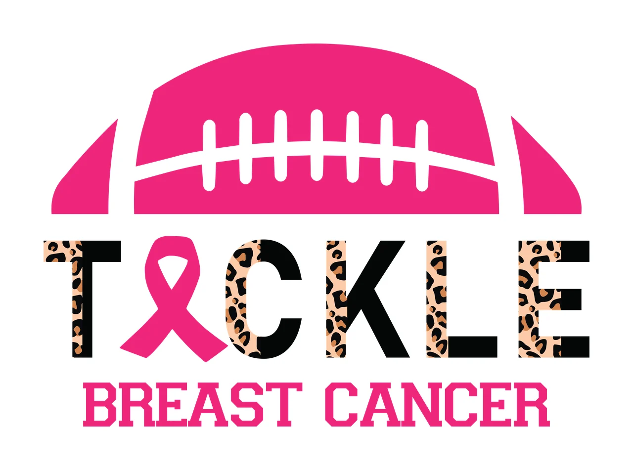 Tackle Breast Cancer Football Graphic Above Text and Variation