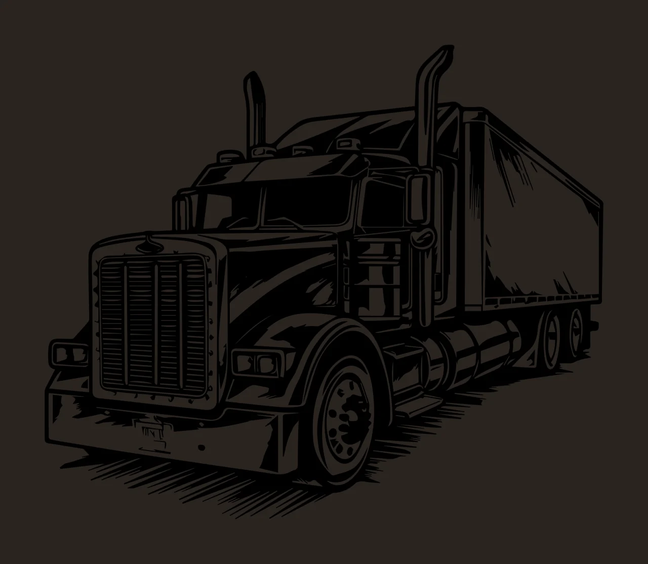 Semi Truck Large Graphic Illustration stationary trailer wheels contrast preview thumbnail