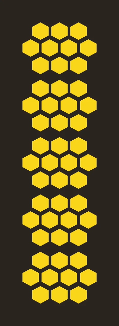 Honeycomb pattern clusters Illustration with yellow hexagons, honeycomb cells, geometric clusters and hive shapes in white contrast preview thumbnail