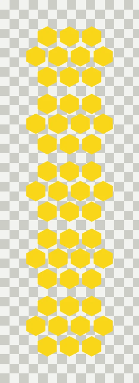 Honeycomb pattern clusters Illustration with yellow hexagons, honeycomb cells, geometric clusters and hive shapes in white transparency and detail preview thumbnail