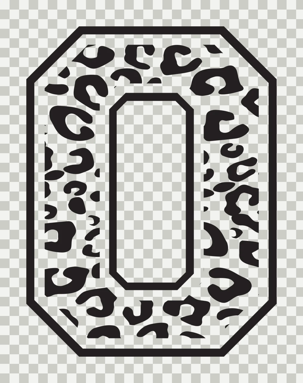 Black Varsity Half Font Leopard Character 18 print animal cheetah transparency and detail preview thumbnail
