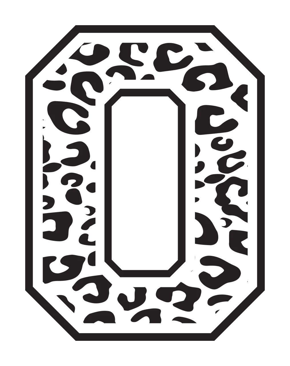 Black Varsity Half Font Leopard Character 18 print animal cheetah