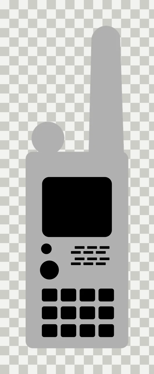 Black Silhouette Of A Handheld Portable Two Way radio Standing transparency and detail preview thumbnail