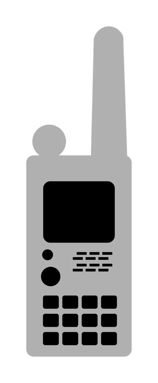 Black Silhouette Of A Handheld Portable Two Way radio Standing