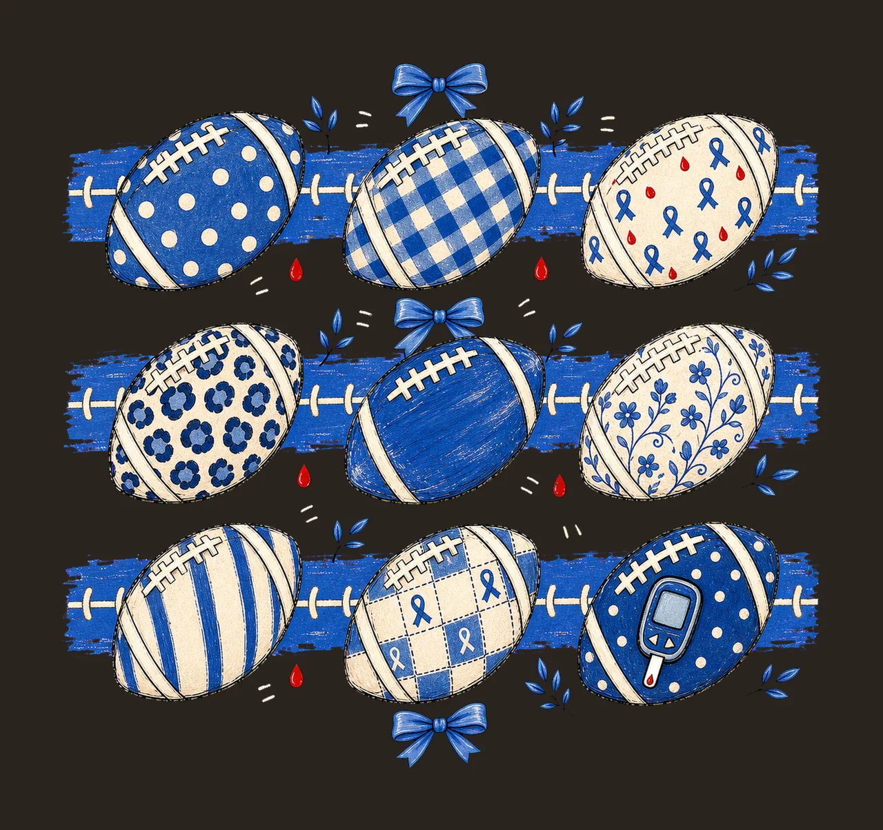 Nine Football Diabetes Awareness Patterns Variation D contrast preview thumbnail
