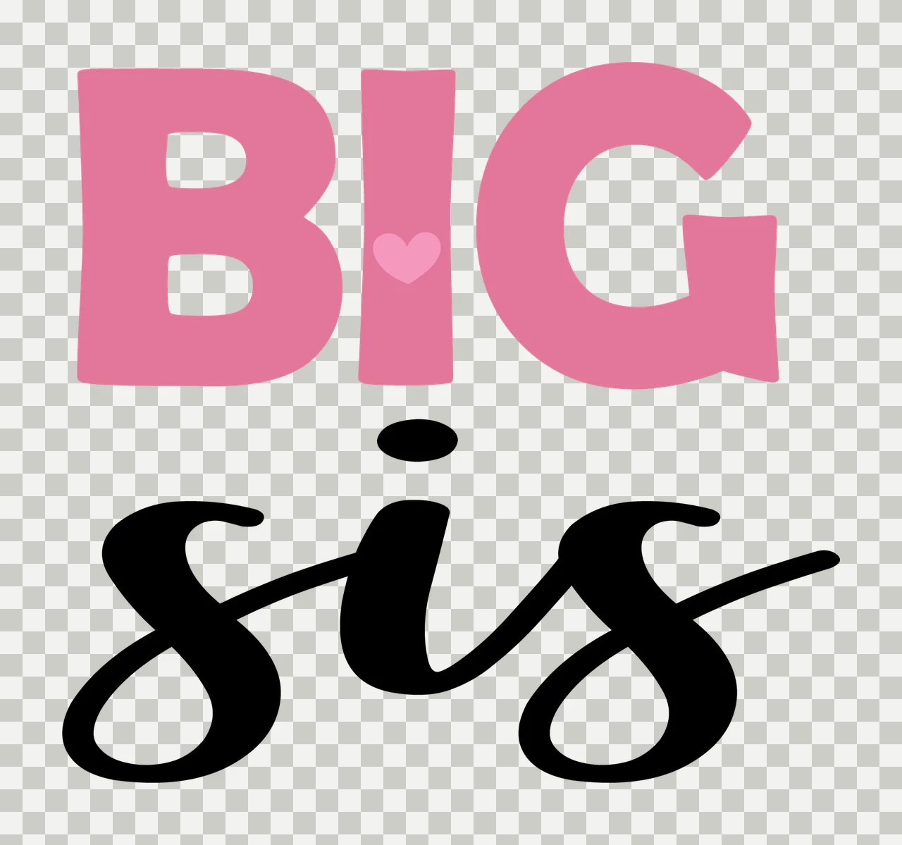 Big Sis Text With Script typography mixed font black words transparency and detail preview thumbnail