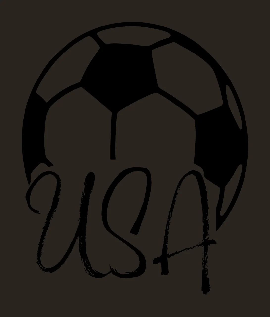 USA Typography Design with soccer ball, script lettering USA and brush strokes in black and white contrast preview thumbnail