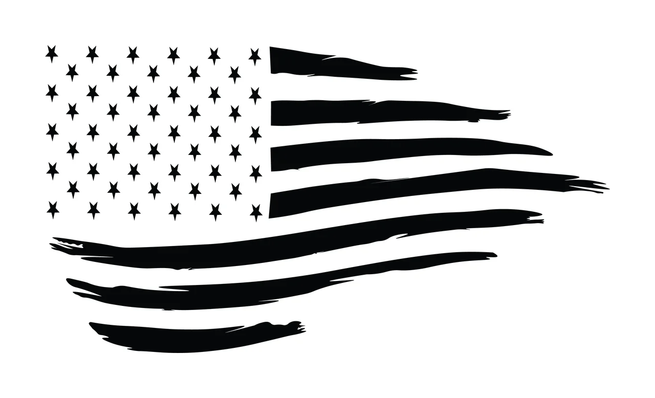 Flag Distressed Horizontal Black Silhouette white patriotic