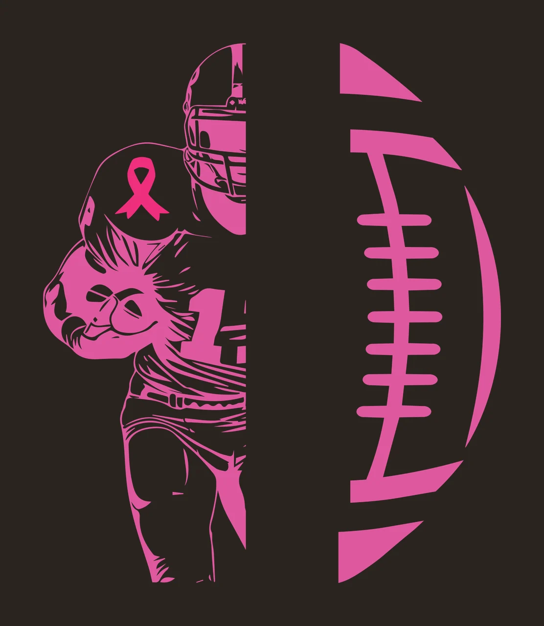 Football Player And Ball Split Athlete Holding Ribbon Graphic contrast preview thumbnail