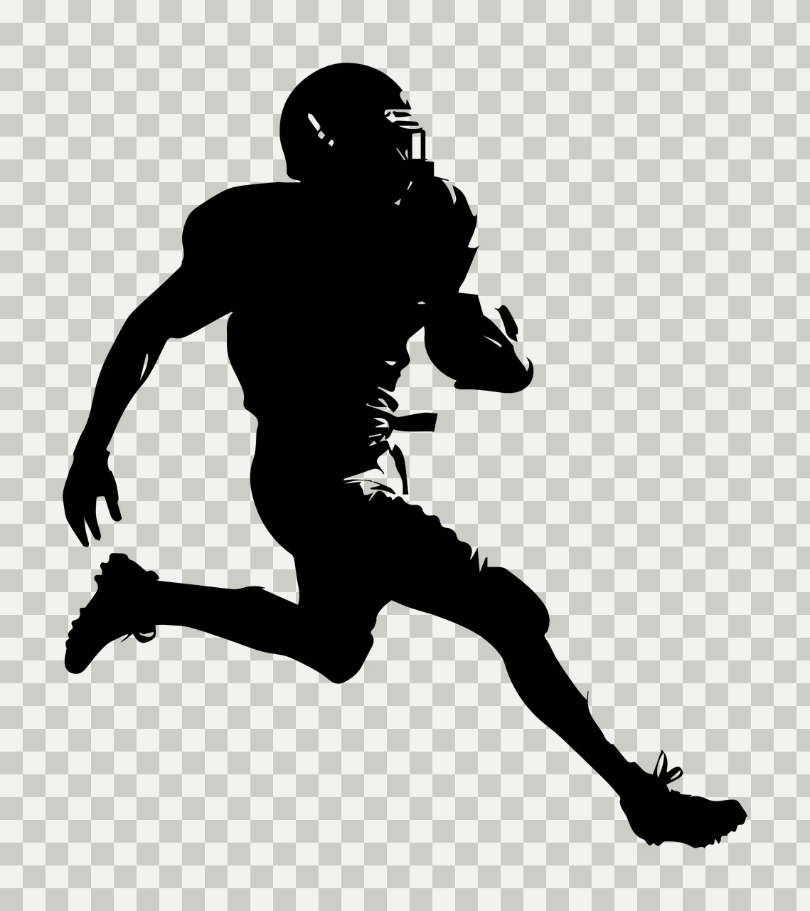 Football Player Black Silhouette Of A Running helmet shoulder pads transparency and detail preview thumbnail
