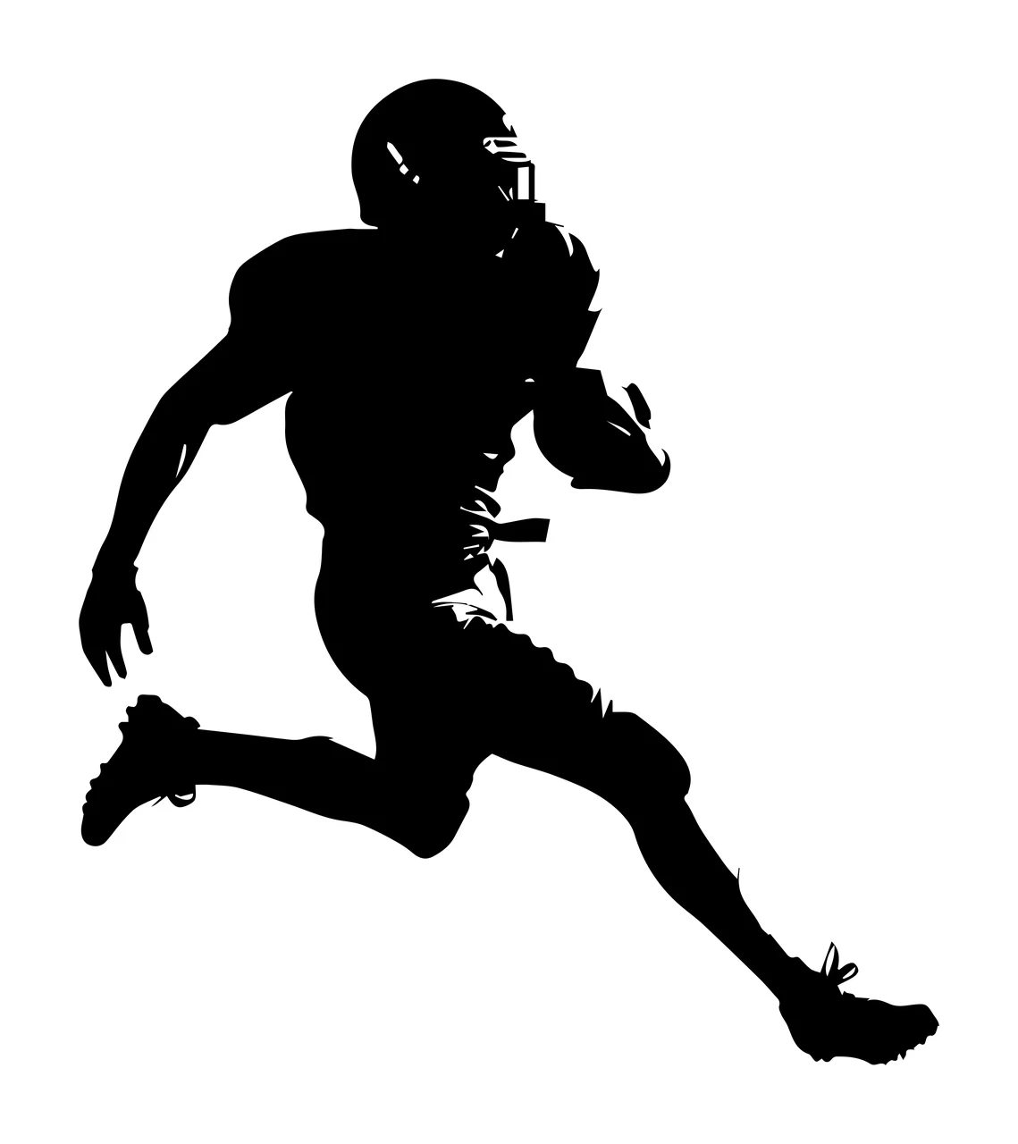 Football Player Black Silhouette Of A Running helmet shoulder pads
