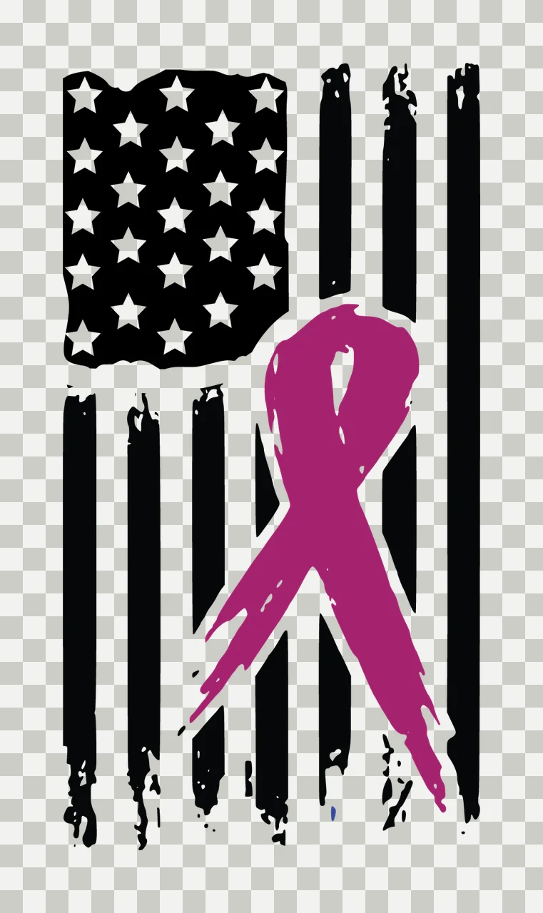American Flag With A Black Ribbon stars stripes distressed transparency and detail preview thumbnail