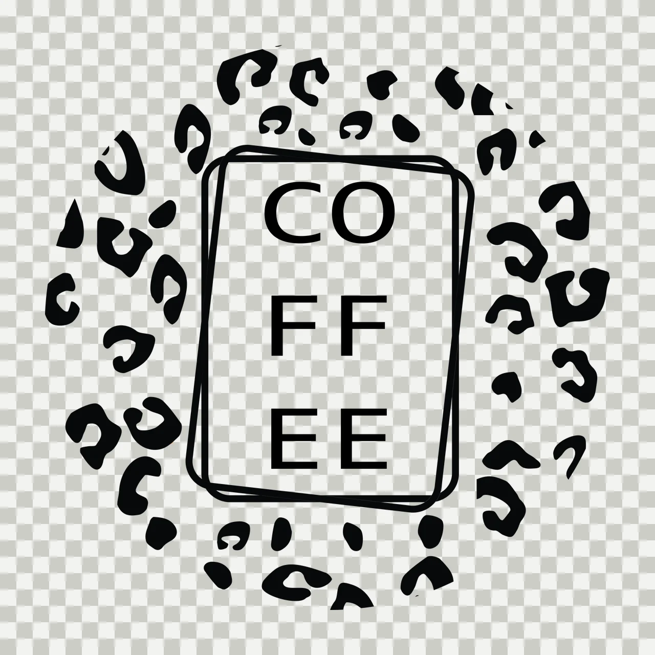 COFFEE Typography with leopard print, rectangle in black, white graphic Style transparency and detail preview thumbnail