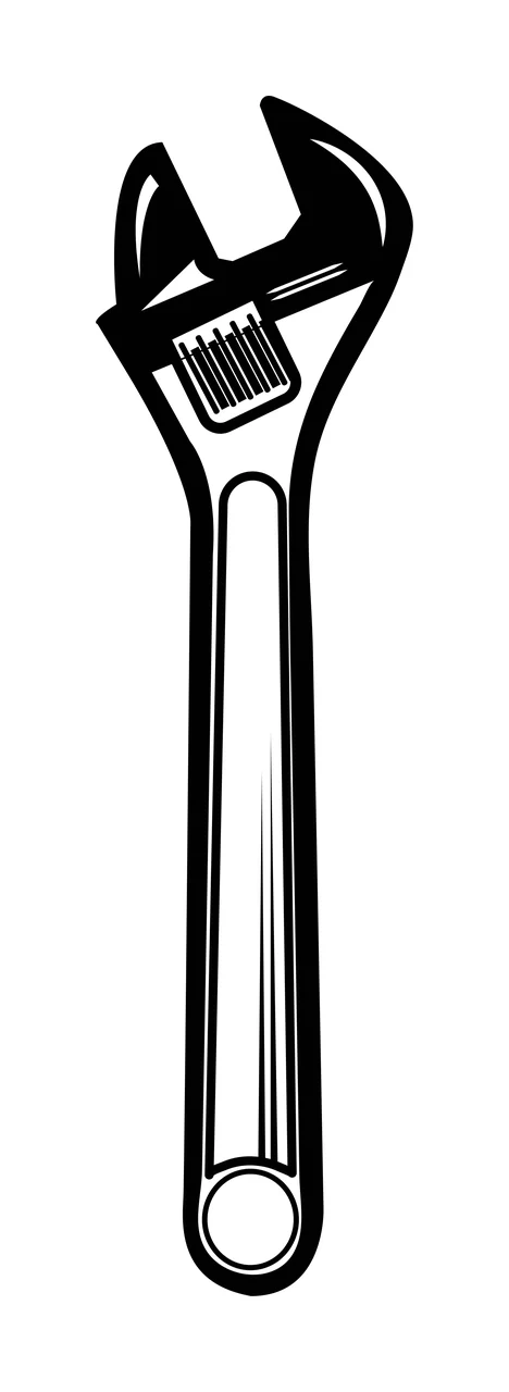 Adjustable Wrench Silhouette Graphic jaw knurled adjustment screw