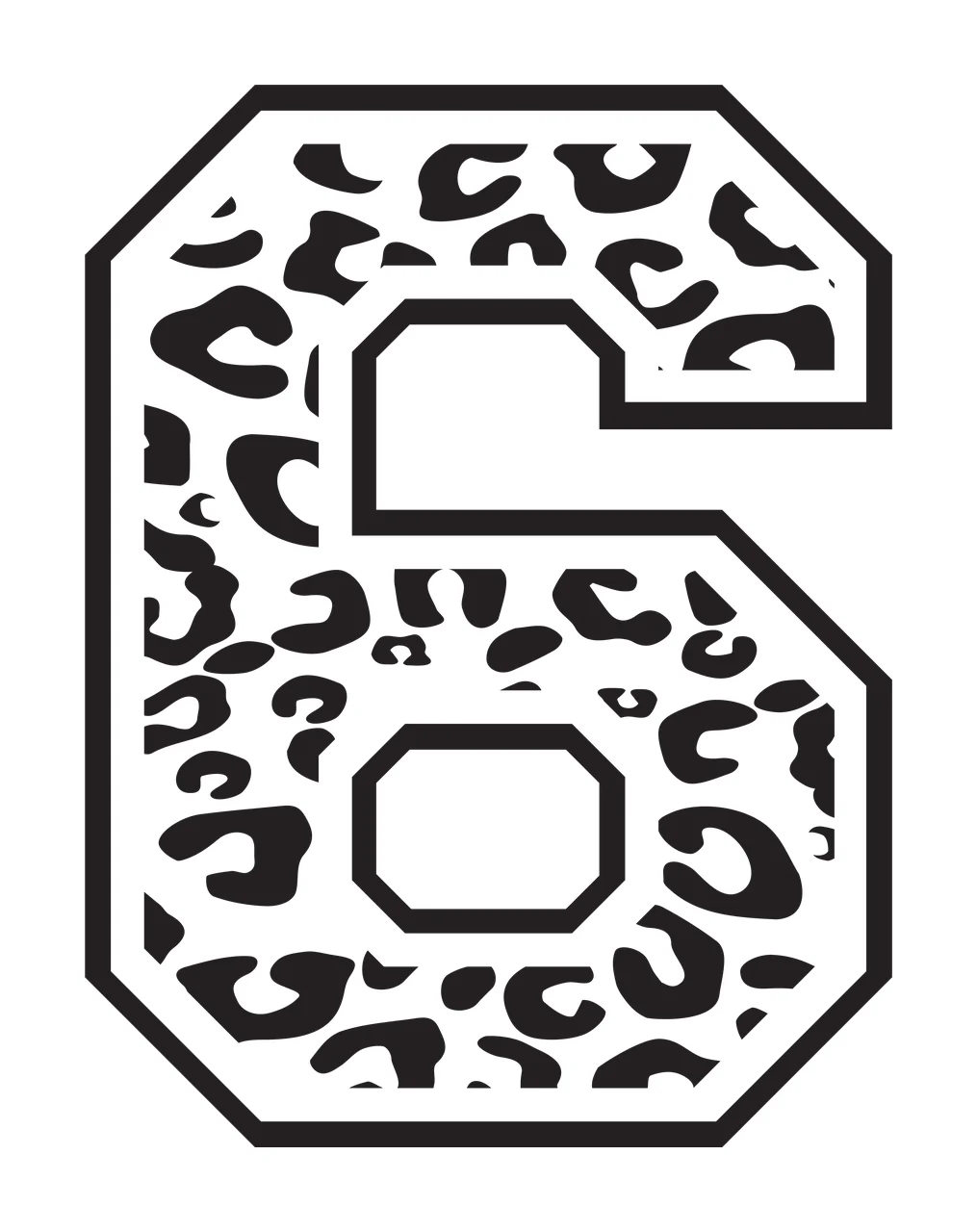 Black Varsity Half Font Leopard Character 23 print animal cheetah