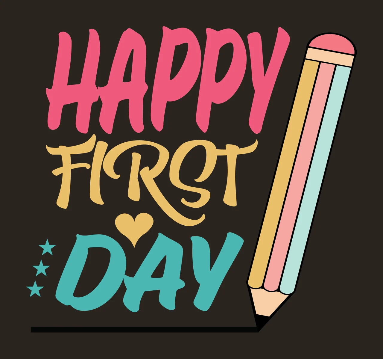 Typographic Graphic Design With Stars And Heart Icon pencil contrast preview thumbnail