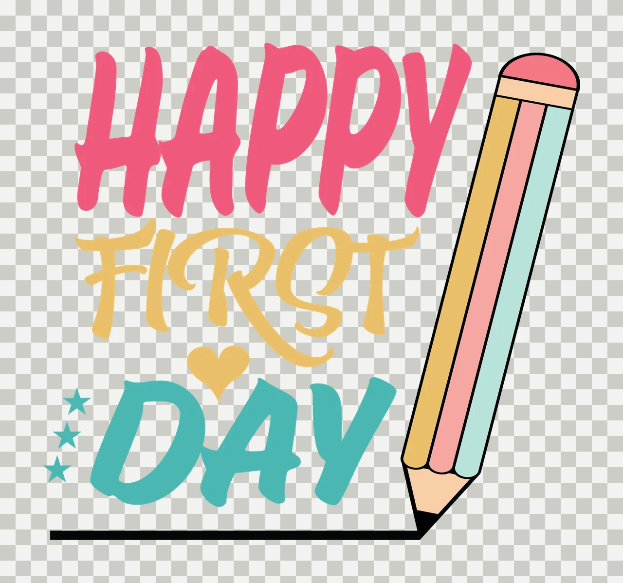 Typographic Graphic Design With Stars And Heart Icon pencil transparency and detail preview thumbnail