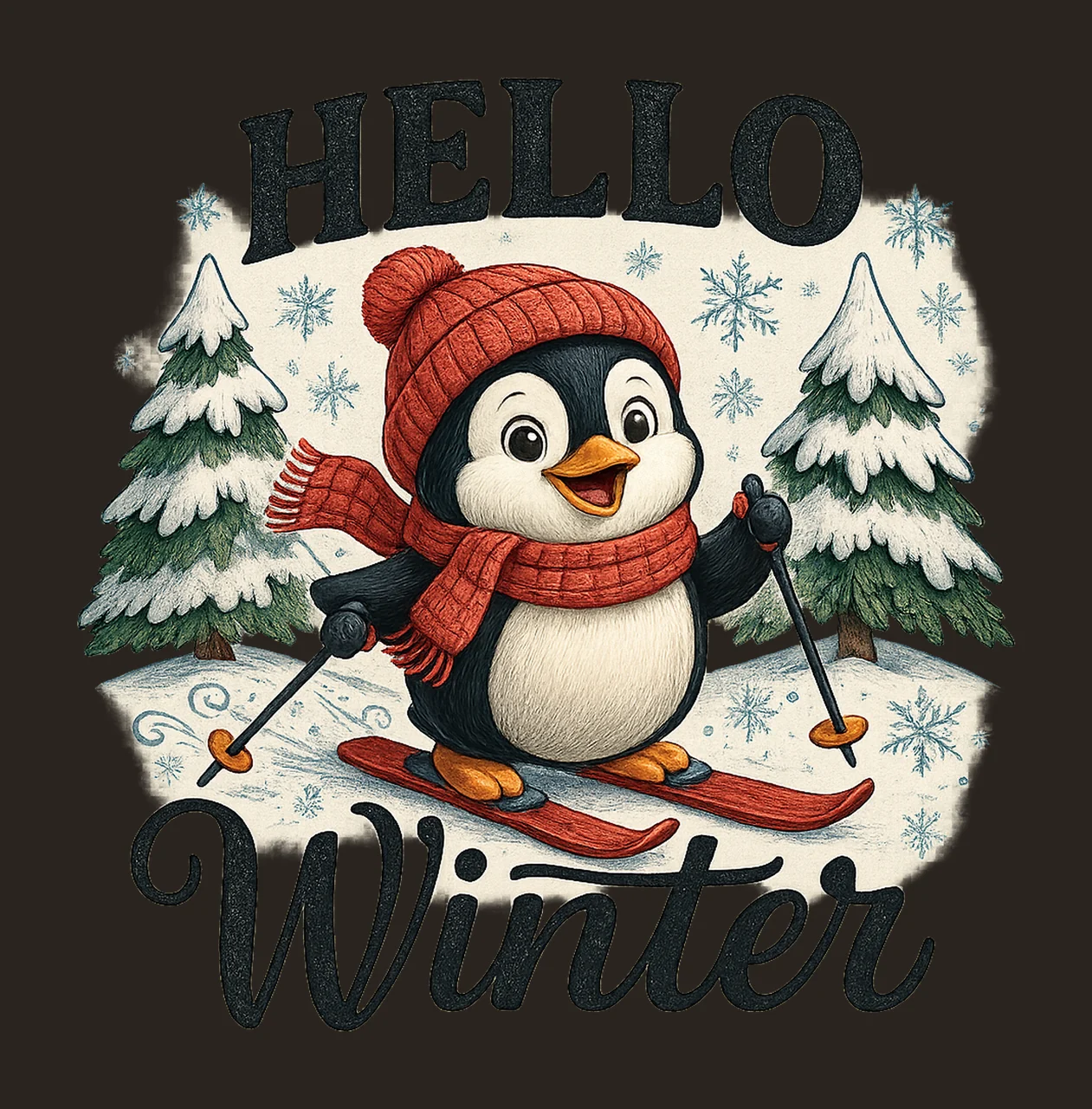 Hello Winter Penguin Skiing Winter Sublimation Design Trendy contrast preview thumbnail
