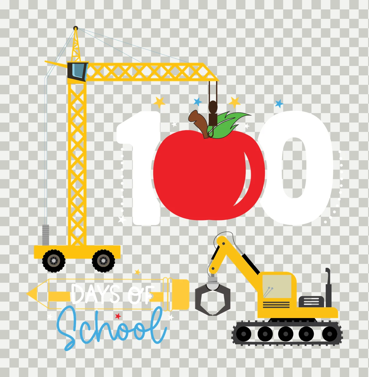 School Construction Graphic equipment lifting crane excavator transparency and detail preview thumbnail