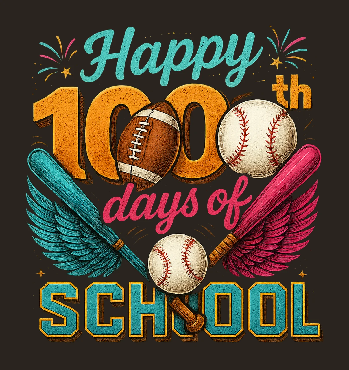 Happy 100 Days of School Teacher Shirt Design Variation A contrast preview thumbnail
