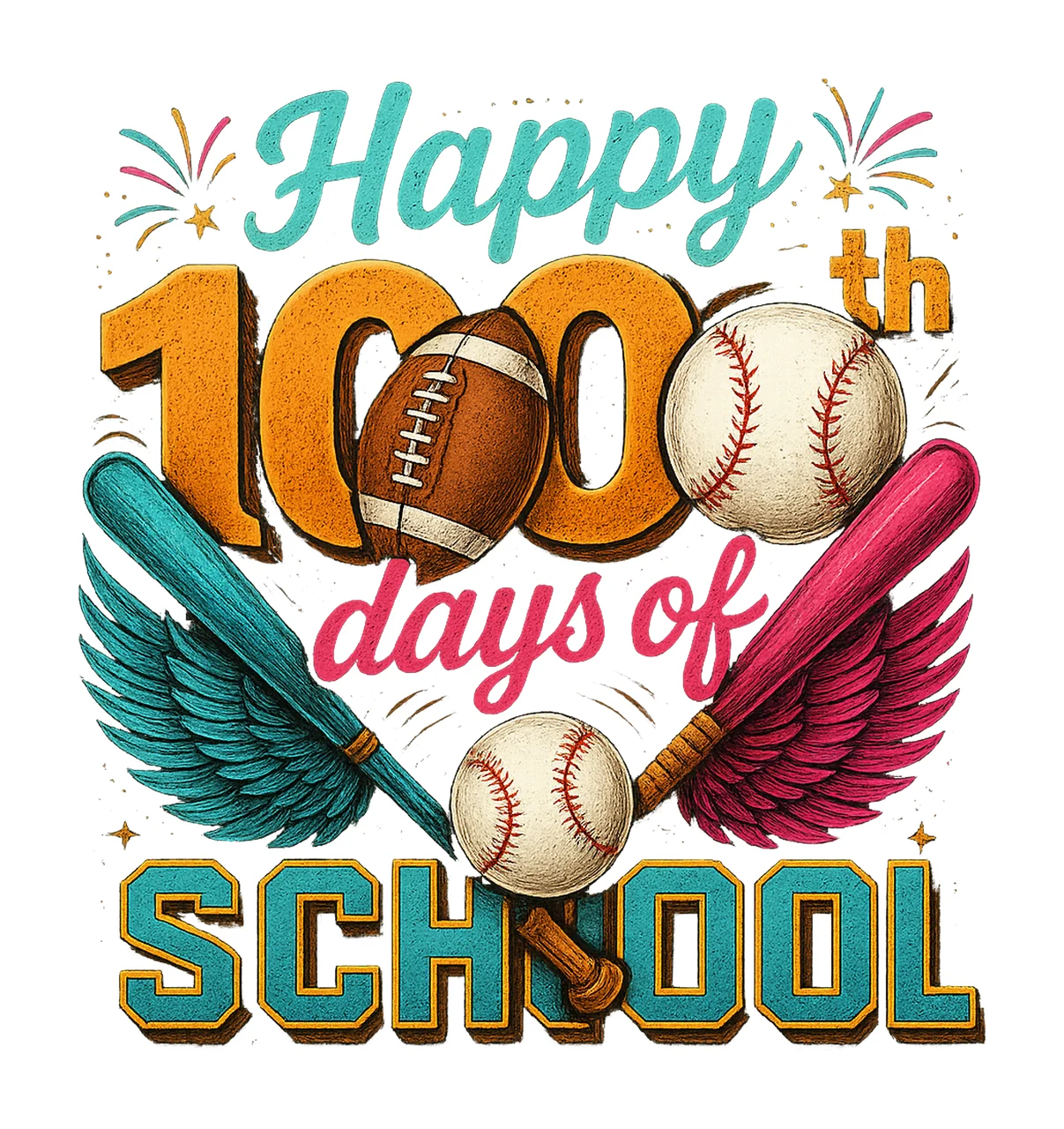 Happy 100 Days of School Teacher Shirt Design Variation A
