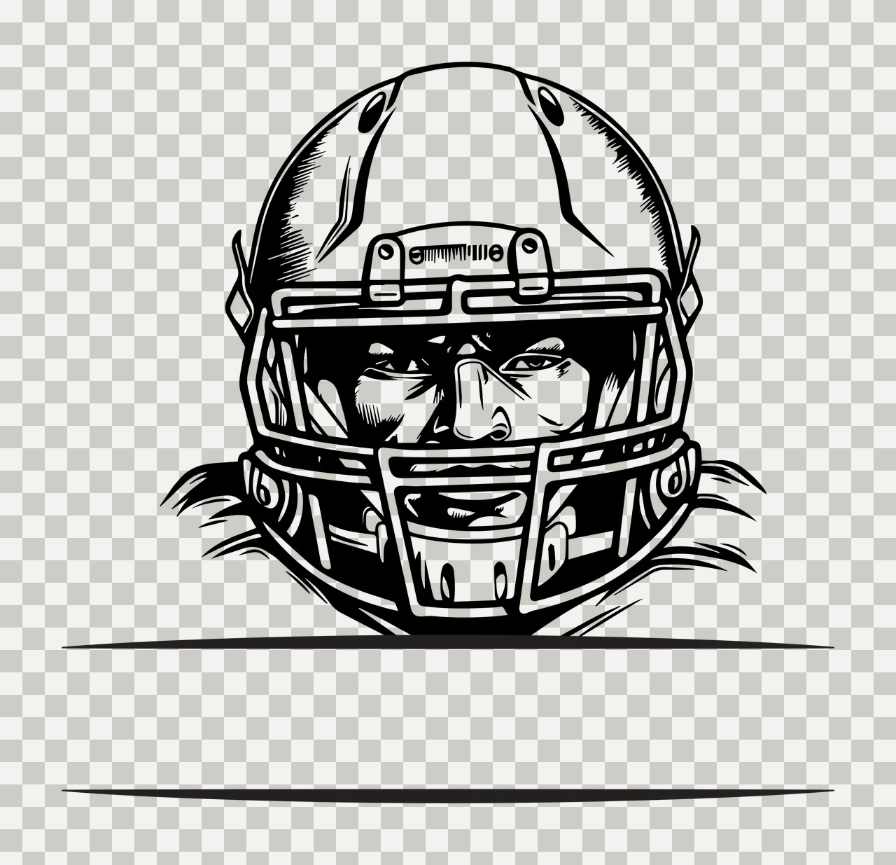 Football Helmet Graphic With Frame sports equipment facing forward transparency and detail preview thumbnail