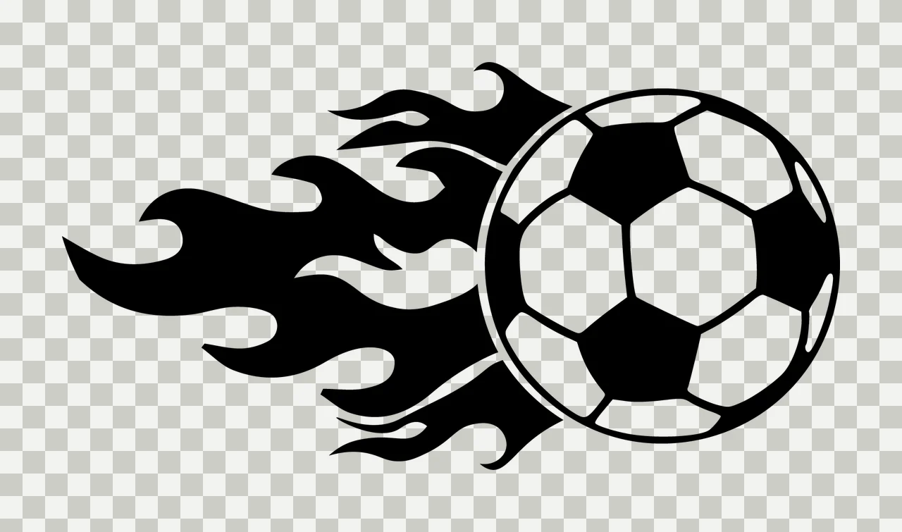 Soccer Ball Silhouette With Trailing Flames moving flame fire transparency and detail preview thumbnail
