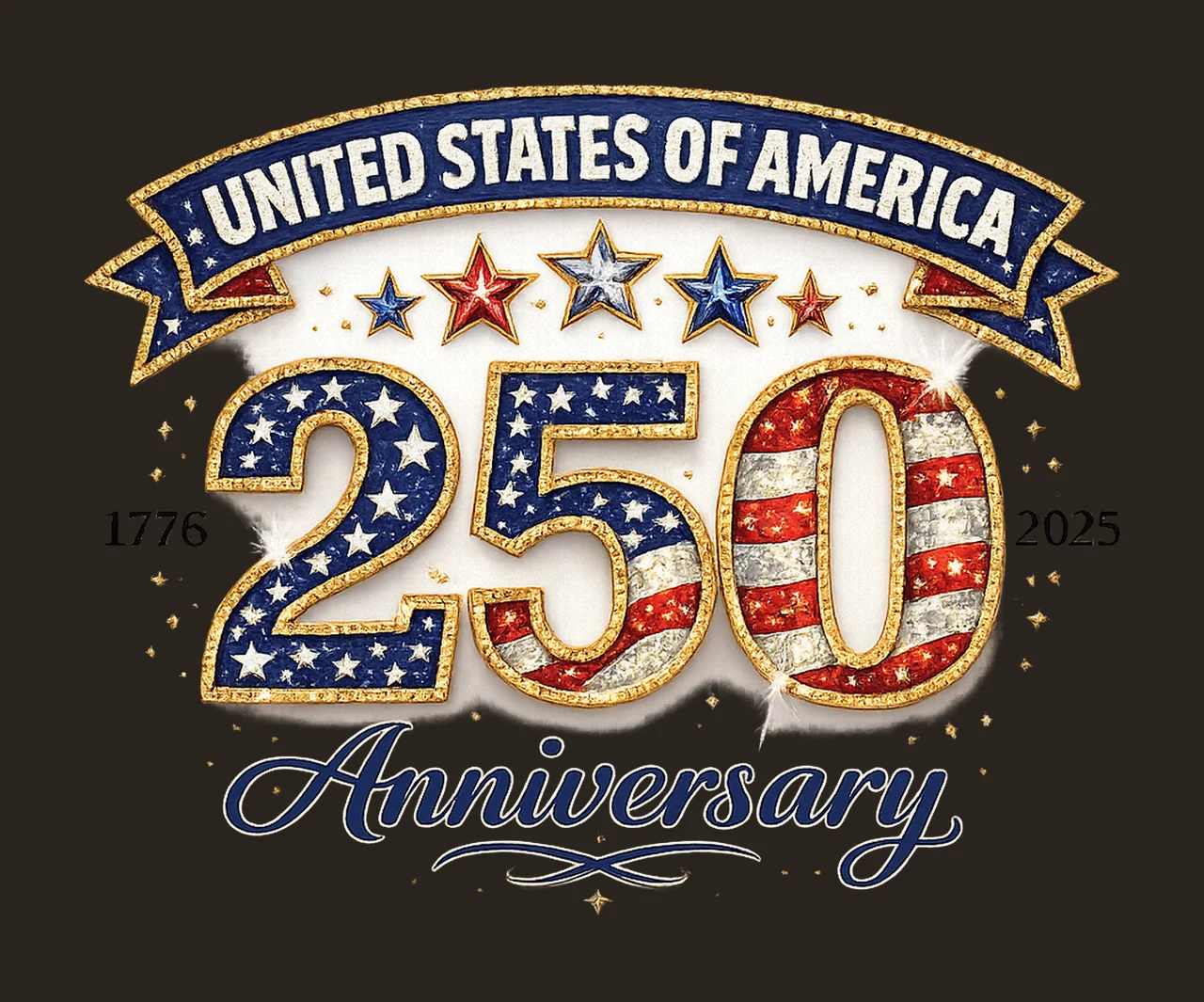 USA 250th Anniversary 1776 2026 America Faux Rhinestone contrast preview thumbnail
