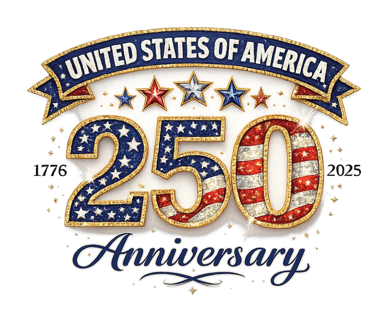 USA 250th Anniversary 1776 2026 America Faux Rhinestone
