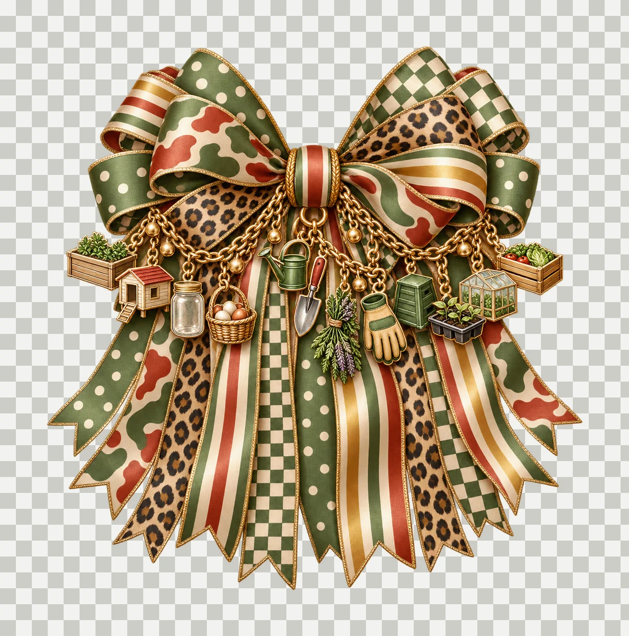Backyard Homesteader Bow Charm PNG, Gold Chain Charms, Transparent Sublimation Design, Digital Download transparency and detail preview thumbnail