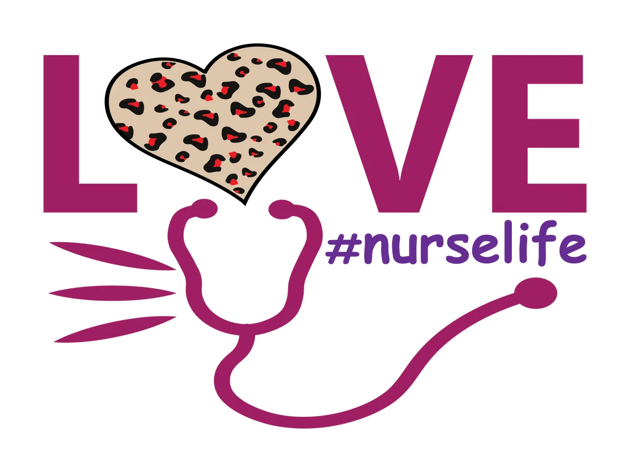 Love Nurselife Text With Stethoscope decorating heart typography
