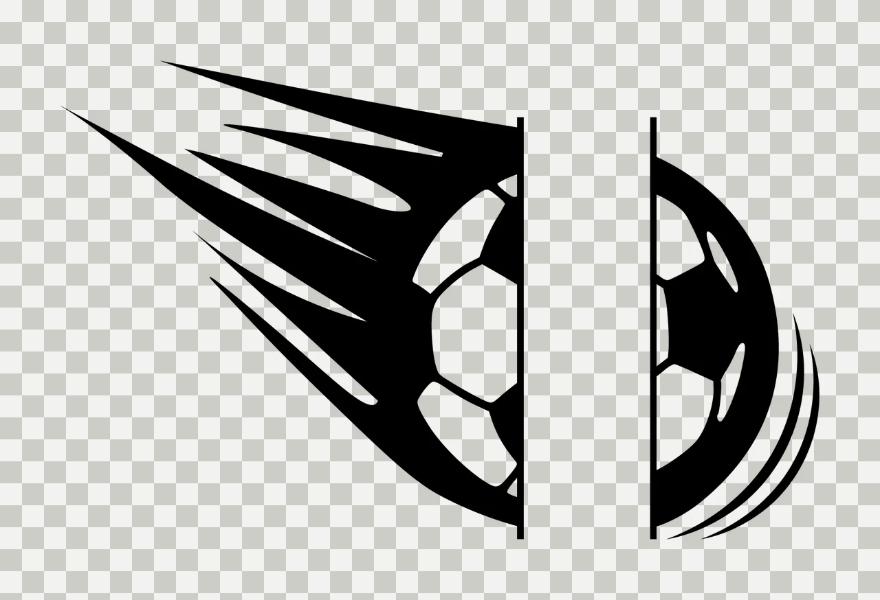 Soccer Ball Silhouette With Speed Lines moving black motion transparency and detail preview thumbnail