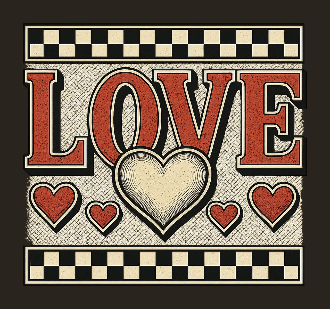 Retro Xoxo Checker Distressed Valentines Day Sticker contrast preview thumbnail