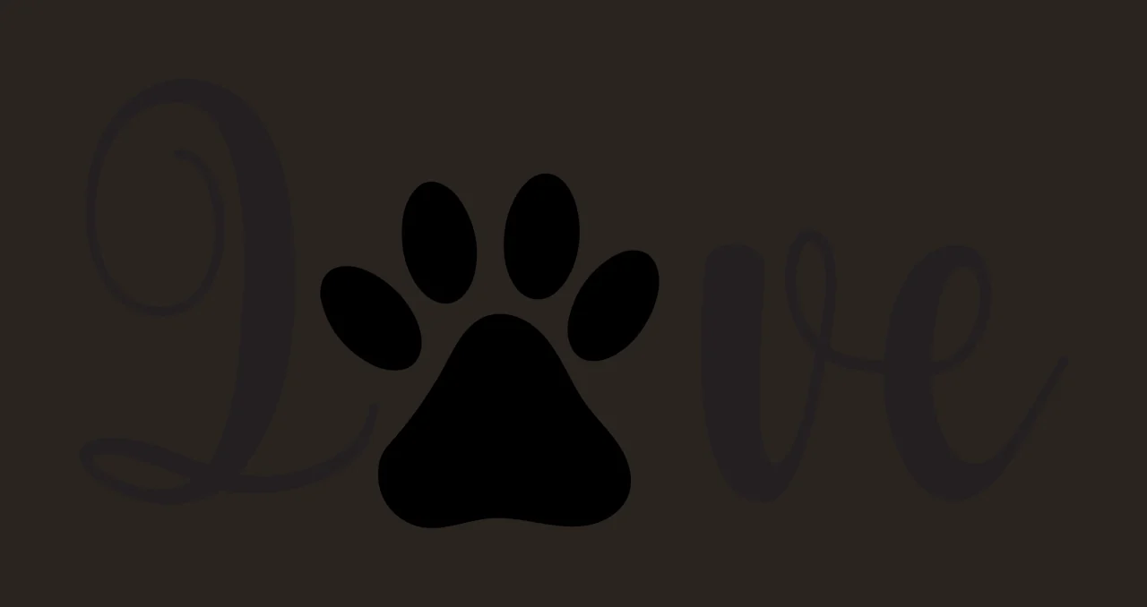 Love Script Text Reading With Central Black Paw displaying contrast preview thumbnail