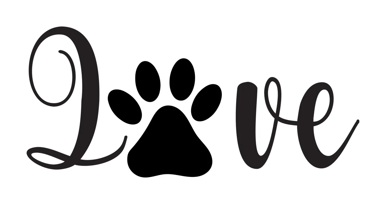 Love Script Text Reading With Central Black Paw displaying