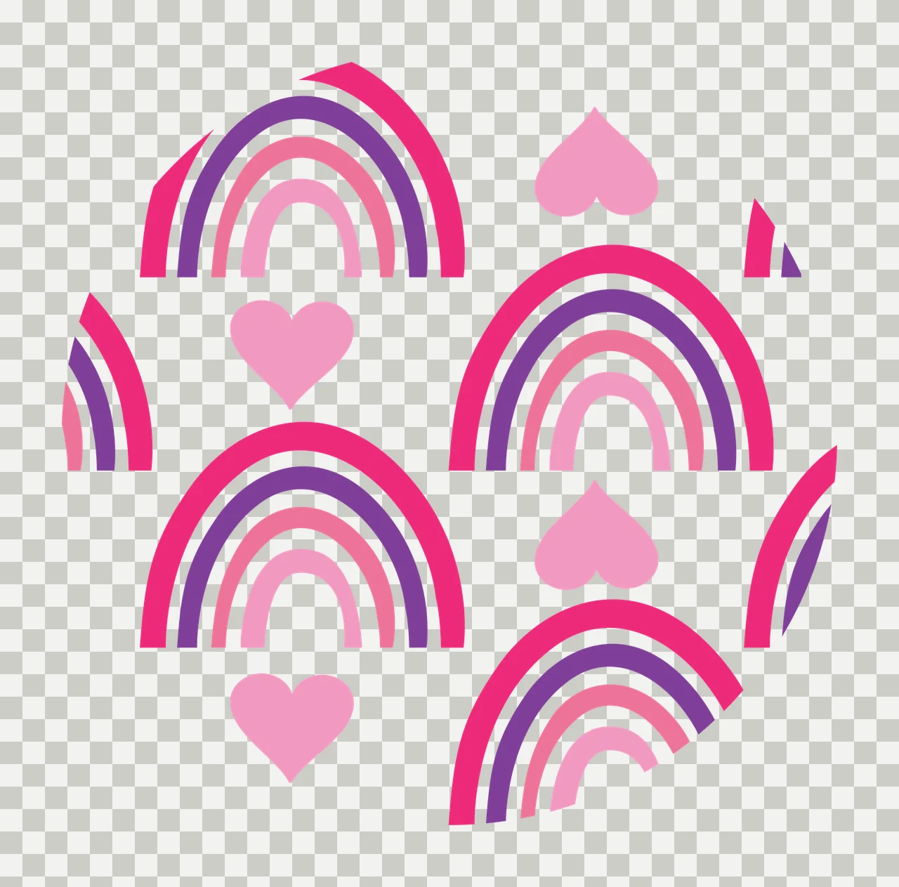 Keychain Rainbow And Heart Outline Pattern Rainbows hearts transparency and detail preview thumbnail