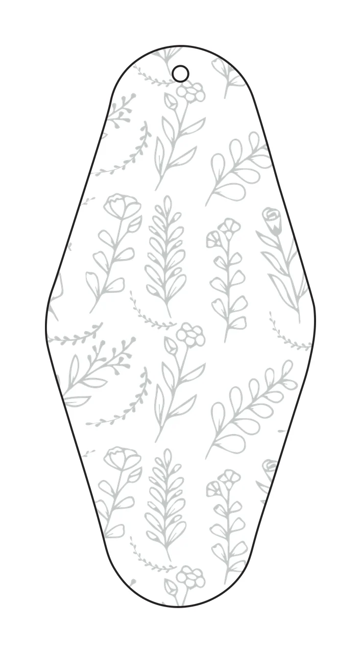 Classic Motel Keychain Vintage Sign Botanical Outline flowers
