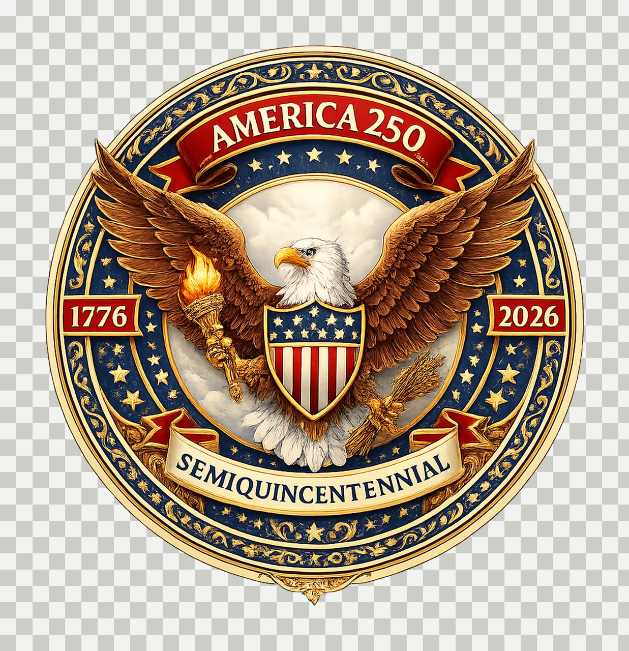 America 250 Anniversary Ornament Independence Celebration transparency and detail preview thumbnail
