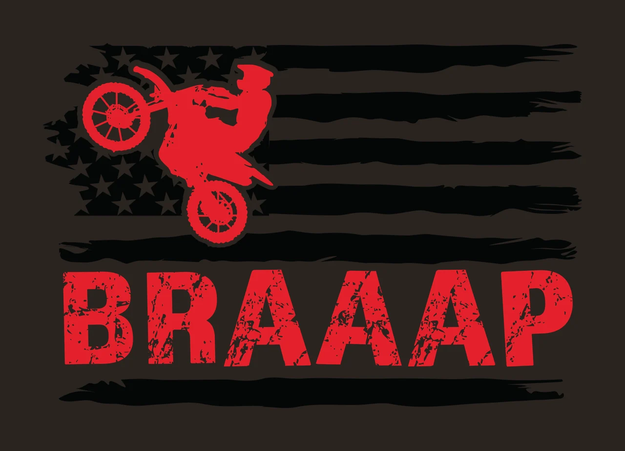Braaap Flag Motorcycle Performing A Wheelie Over Variation contrast preview thumbnail