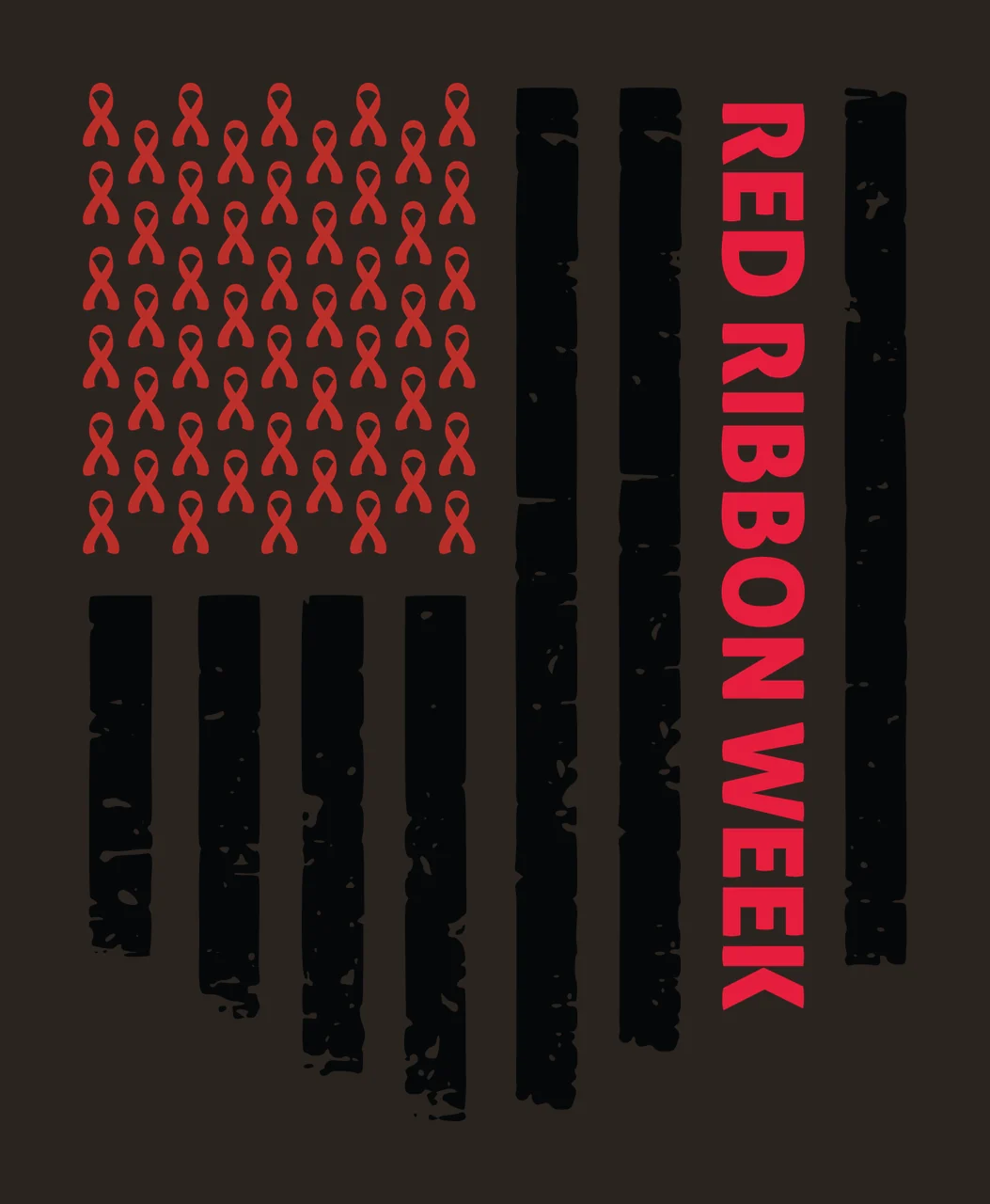 Red Ribbon Week Flag Emblem waving ribbons stripes distressed contrast preview thumbnail