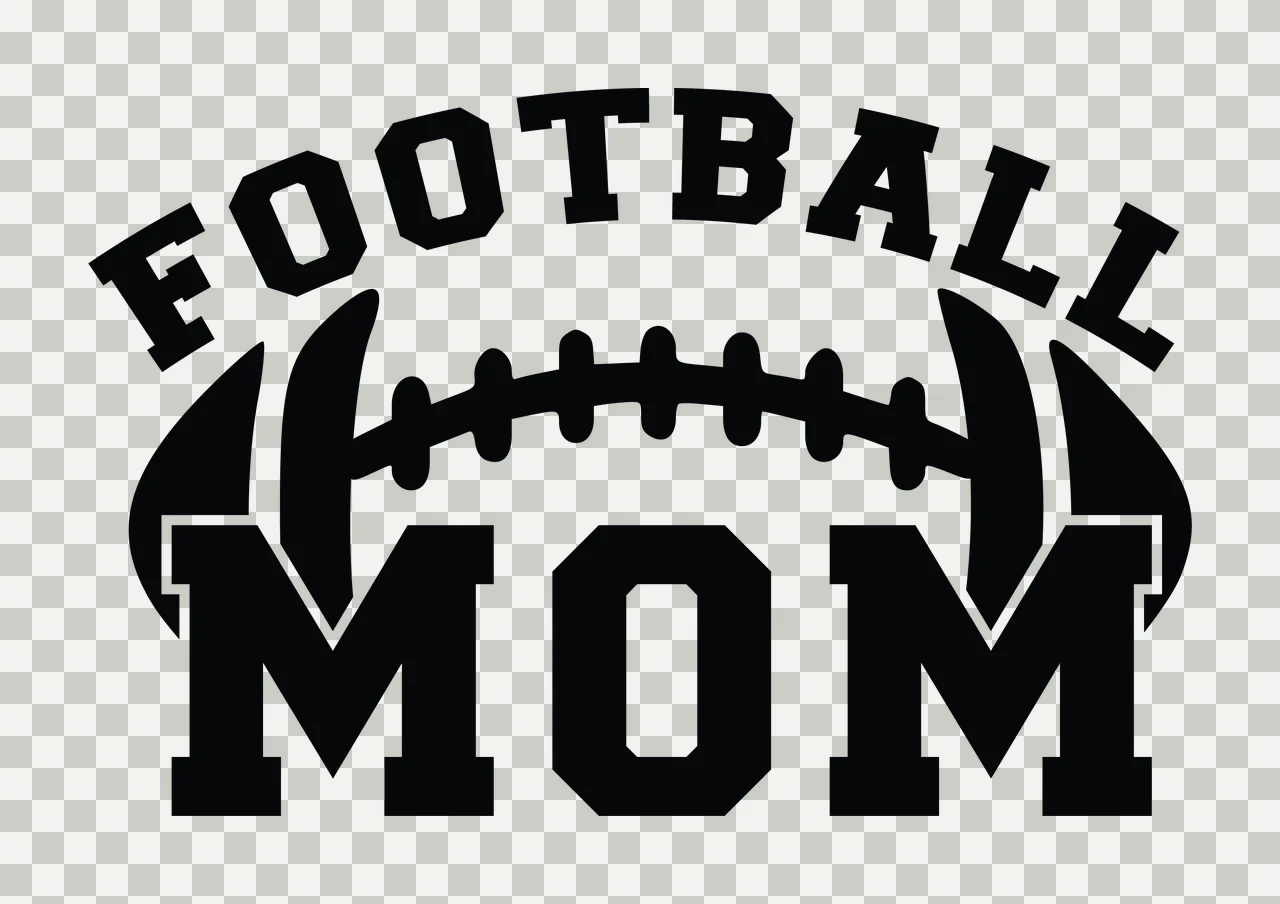 Football Mom Black Text Graphic With American Icon letters transparency and detail preview thumbnail