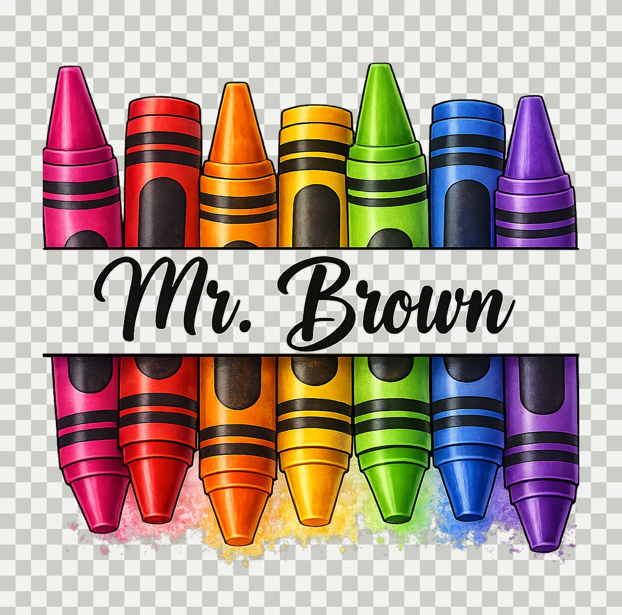 Personalized crayons sublimation design Teachers Day custom transparency and detail preview thumbnail