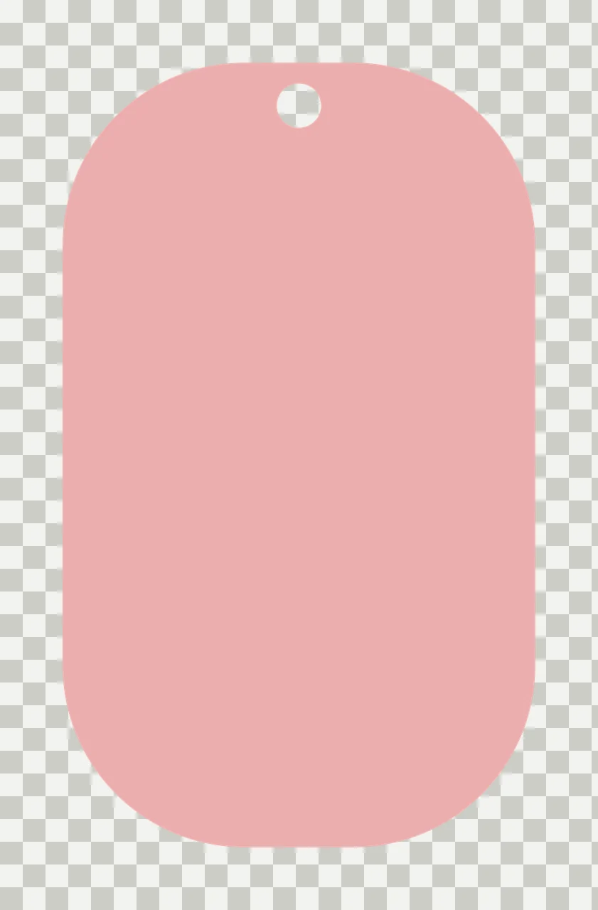 Pink dog tag with white hole transparency and detail preview thumbnail